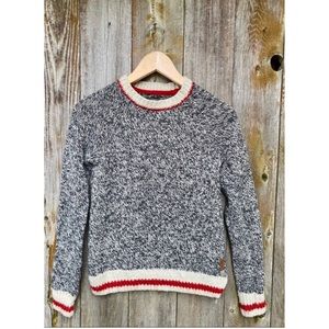 ROOTS CANADA classic cabin salt& pepper crewneck sweater size XS